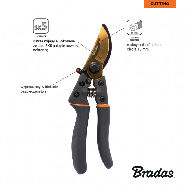 Секатор заходного типа BRADAS V-SERIES 15 мм