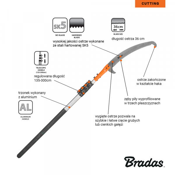 Пила садовая телескопическая BRADAS V-SERIES 360 мм