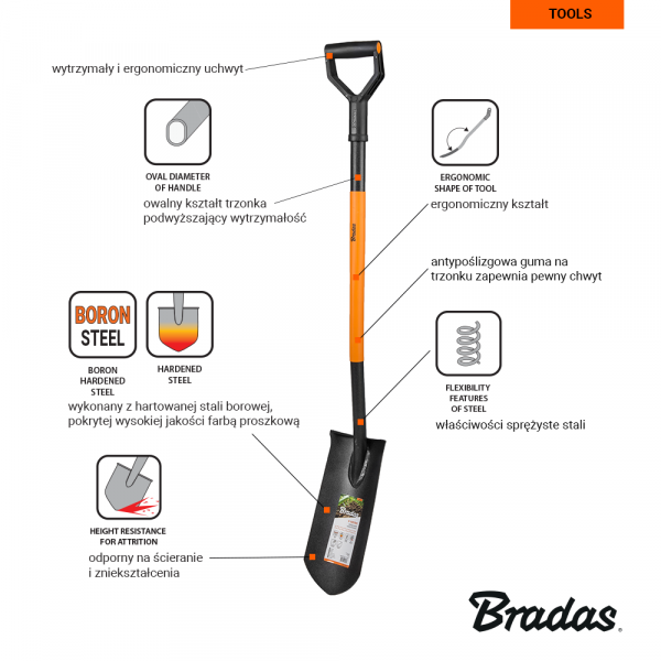 Лопата дренажная BRADAS 120 см