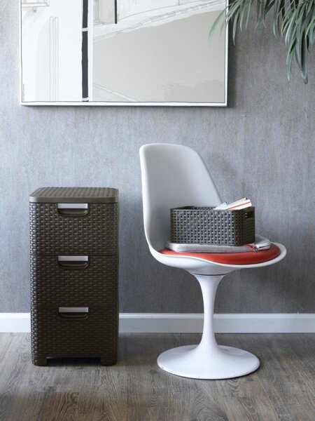 Комод 3Х STYLE RATTAN DRAWER DBR 210, темно/коричневый